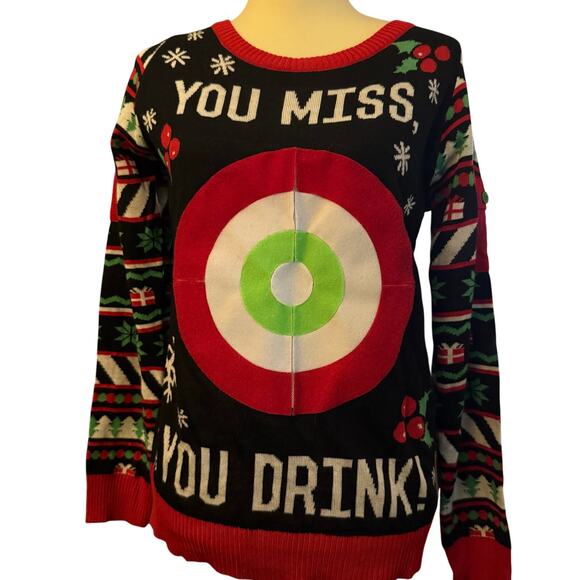 Tipsy Elves Drinking Game Ugly Christmas Sweater, Men's Size Medium - Picture 2 of 10
